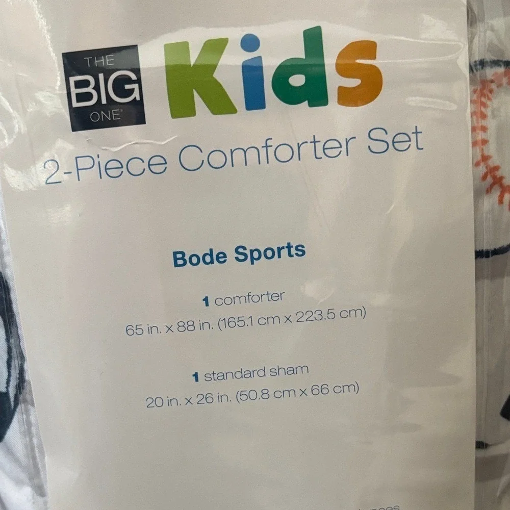 Big Kids 2-Piece Twin Comforter Set w/ Sports Design: Soccer Baseball Football